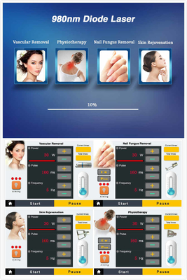 Schönheitssalon 980nm Diodenlasermaschine zur Schmerzlinderung / Gefäßbehandlung