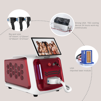 Portable NO Q Switch 755nm 808 Nm Diodenlaser-Haarentfernung Maschine mit optionale Fleckengröße