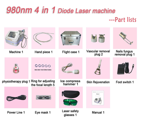 4 in 1 980nm Diodenlasermaschine für Schönheitssalons